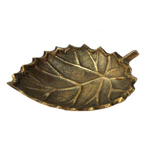 New Arrival Leaf shape brass serving tray solid quality brass serving tray standard size brass tray exporters