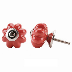 Red And Silver Melon Shape Ceramic Drawer ceramic knob wardrobe handle premium quality Cabinet handle In Ceramic For Sale