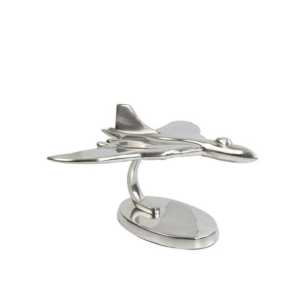 Aluminum Concorde Sculpture Silver Finished Modern Design Aluminium Aeroplane On Stand Small Metal Decorative Aircraft For Sale