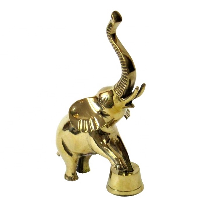 Brass Circus Elephant Statue with Brass Plated Shiny Polish Elephant Statue For Home Office Room Showcase Decor Statue