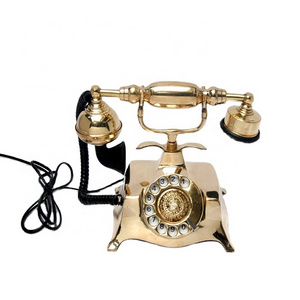 Vintage Antique nautical brass telephone for home and office decor Shiny Finished Brass Old rotary working dial telephone