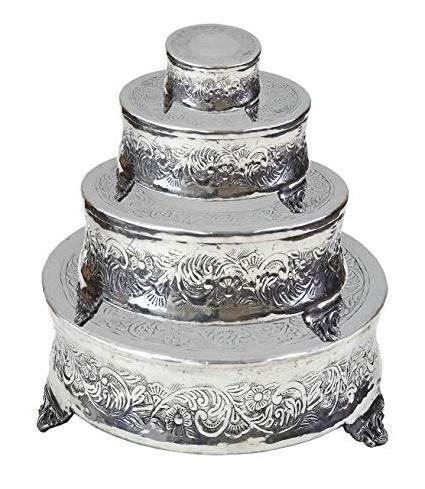 Aluminum Round Cake Stand Set Of 4 backing accessories cake making tool with Silver Polish Home Decorative