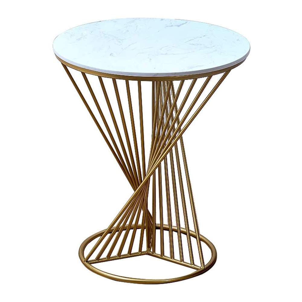 Golden Iron frame Side table with marble top modern Iron Coffee tables Cocktail metal tables wire Furniture wholesale