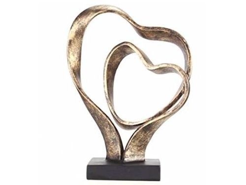 Unique Aluminum Metal Sculpture With Gold Finishing and Metal Base With Black Finishing Handmade Sculpture For Sale