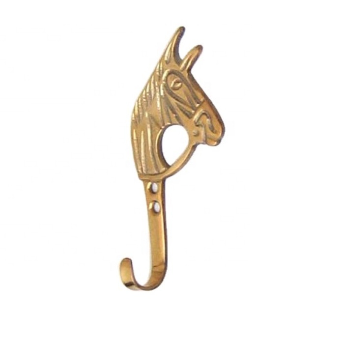 Brass Horse Hade Shape Wall Clothes Hanger with Brass polish Finished Decorative Cloths Hanging Hook for Home Decoration