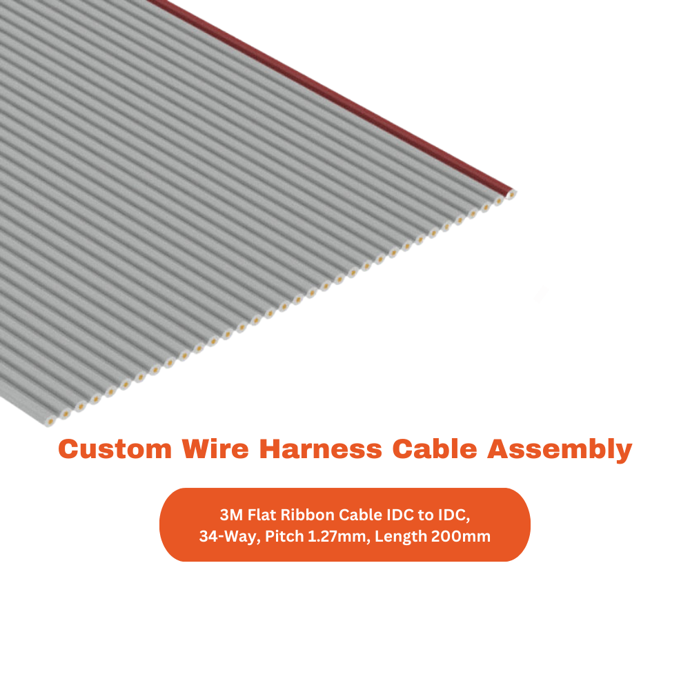 3M Flat Ribbon Cable IDC to IDC 34-way Pitch 1.27mm Length 200mm, Custom Wire Harness Cable Assembly