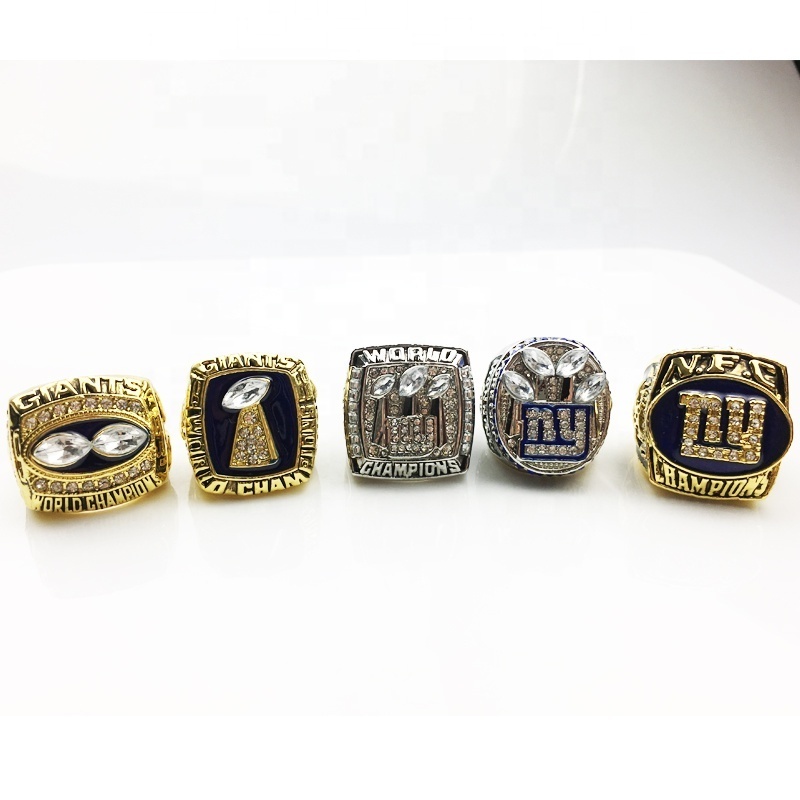 The New York Giants  Championship Rings Set 5 pcs with the box and national football championship rings