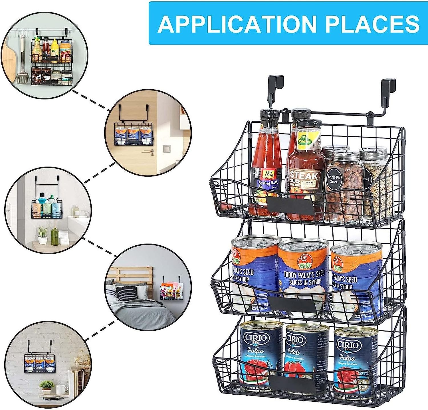 3 Pack Small Metal Wire Cabinet Basket Rack Over The Door Pantry Organizer Rack For Kitchen Bathroom Laundry