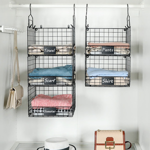 5 Tiers Hanging Closet Shelves Clothes Hanging Organizer Wall Mount Cabinet Wire Storage Basket Legging Organizer For Closet