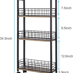 Household rotating multi layer round layered unit floor standing rack kitchen shelf 4tiers movable home storage cart utility tr