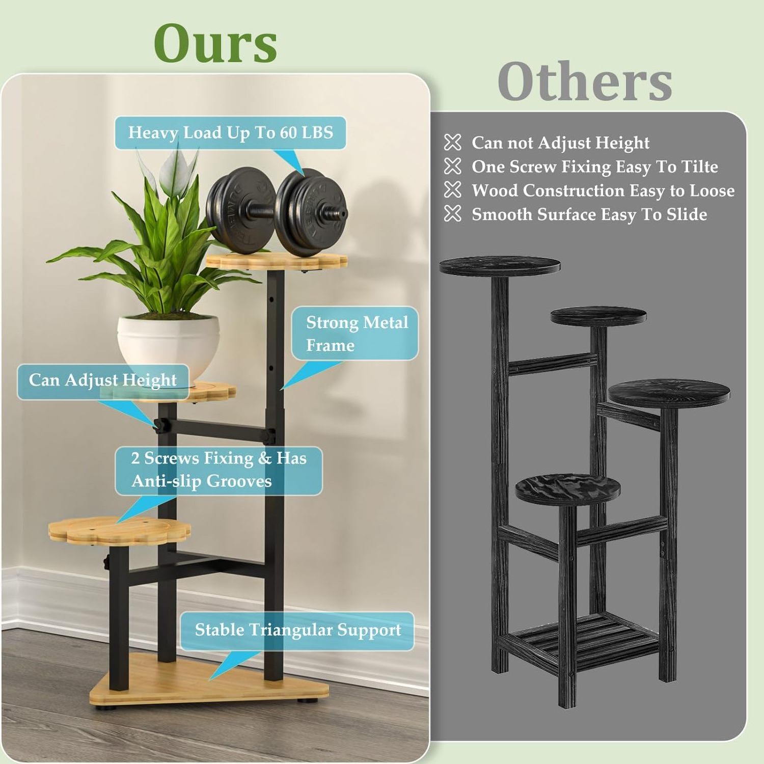 6 Tier Metal Plant Stands for Indoor and Outdoor Multiple 7 Pot Holder Display Rack Metal Plant Stand Indoor Tall Shelf