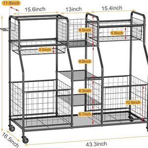 Cart with wheels lock football display stand carts ball racks volleyball garage sports equipment storage organizer