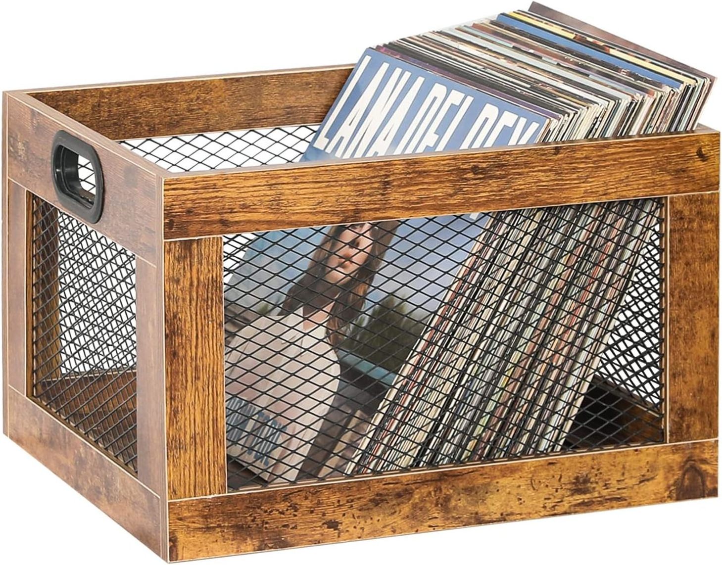 Classic Cube Hot Selling Low Price Wooden Metal Coasters Box Vinyl Record Storage Holder