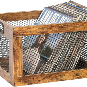 Classic Cube Hot Selling Low Price Wooden Metal Coasters Box Vinyl Record Storage Holder