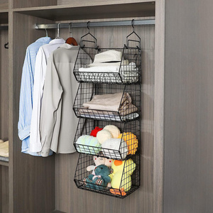 4 Tier Adjustable Metal Wire Storage Basket Hanging Closet Organizer Rack wardrobe organizer