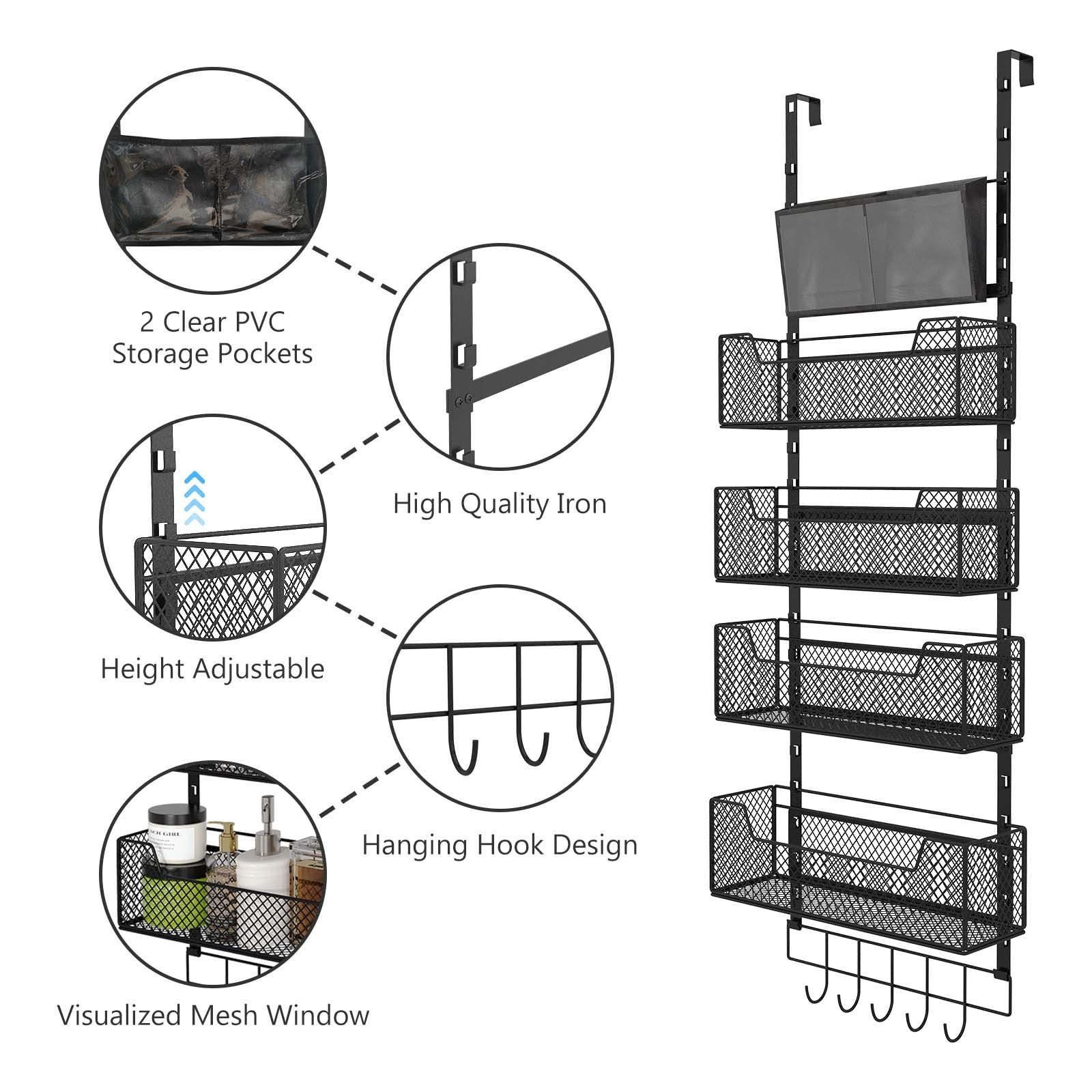 Cabinet Hanging Basket Pantry Spice Rack Organizer Kitchen Door Storage Over Door Rack