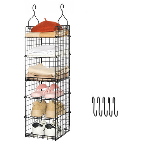 Modern Furniture Organizer Portable Wardrobe Closet Foldable 6 Tier Wire Metal Hanging Clothes Shoe Closet Organizer