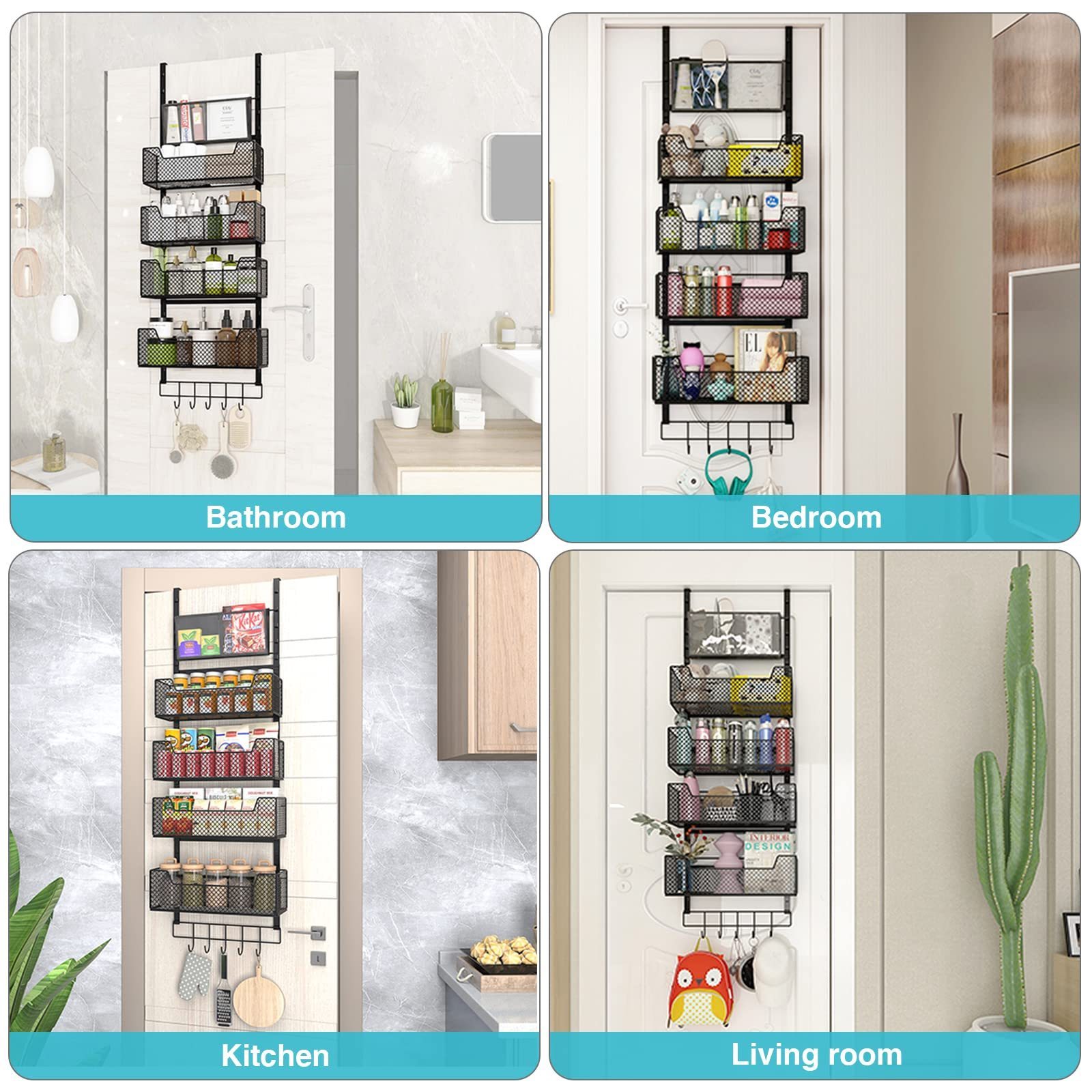 Cabinet Hanging Basket Pantry Spice Rack Organizer Kitchen Door Storage Over Door Rack