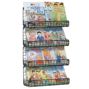 Household Wall Mounted Kid Toy Organizer And Book Storage Shelf Stackable 4 Tier Metal Book Storage Organizer Display Shelf Rack