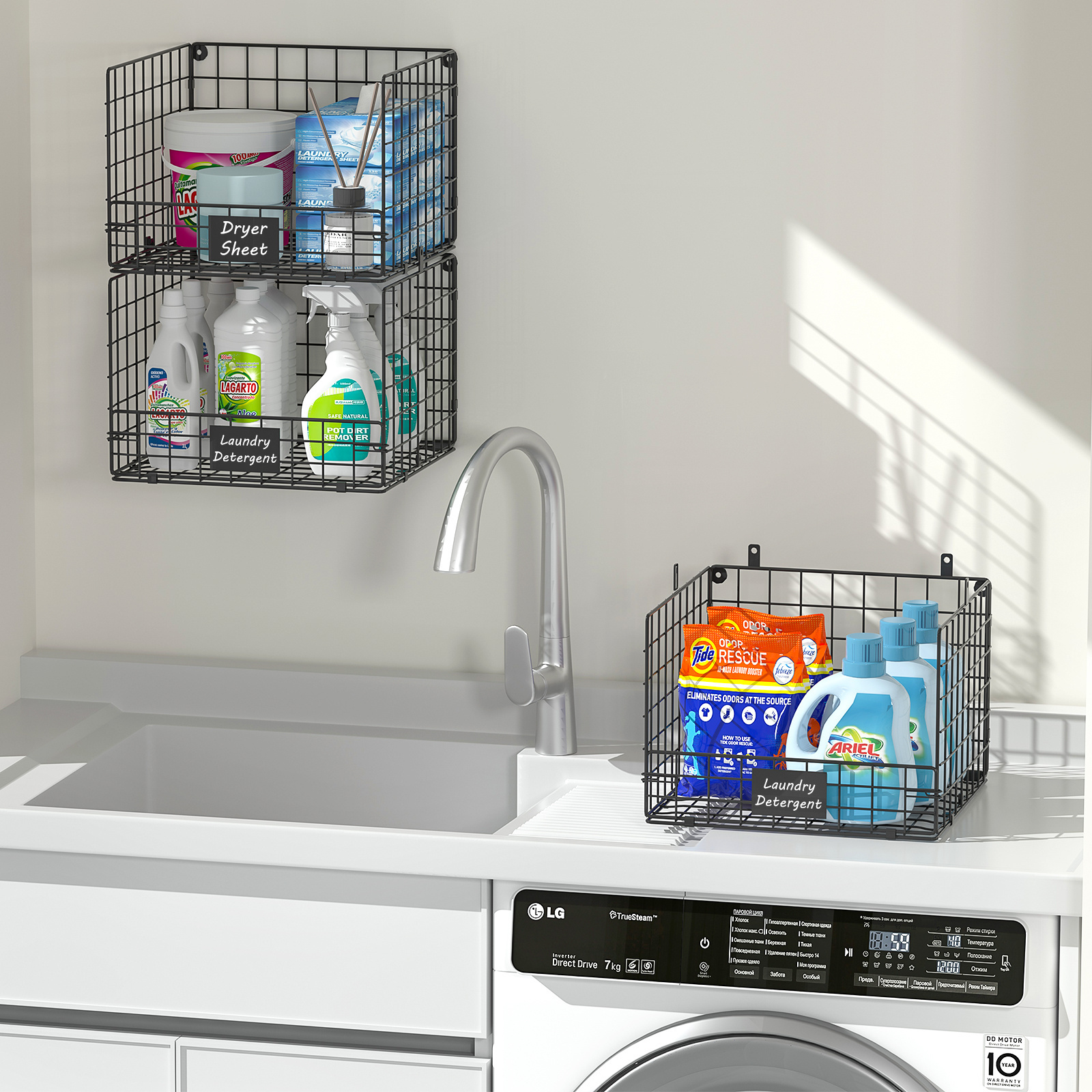 Reasonable Price Foldable Metal Wire Laundry Storage Baskets Organizer 3 Tier Hanging Bathroom Counter Top Organizer Shelf