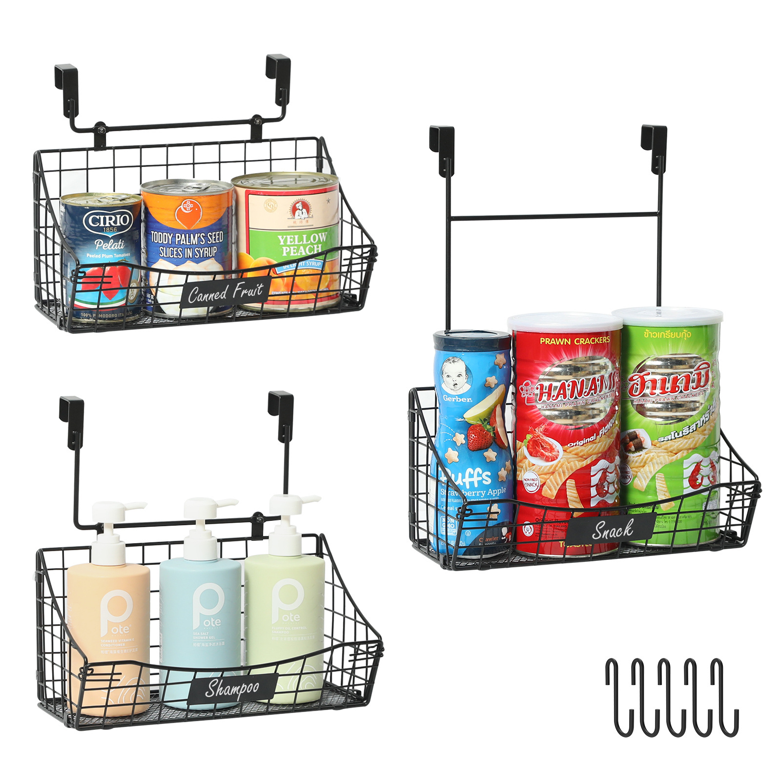 3 Pack Small Metal Wire Cabinet Basket Rack Over The Door Pantry Organizer Rack For Kitchen Bathroom Laundry