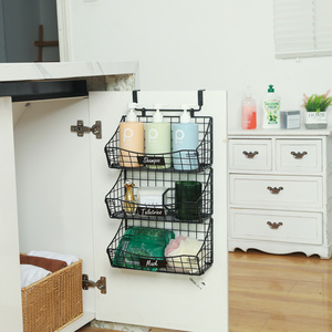 3 Pack Small Metal Wire Cabinet Basket Rack Over The Door Pantry Organizer Rack For Kitchen Bathroom Laundry