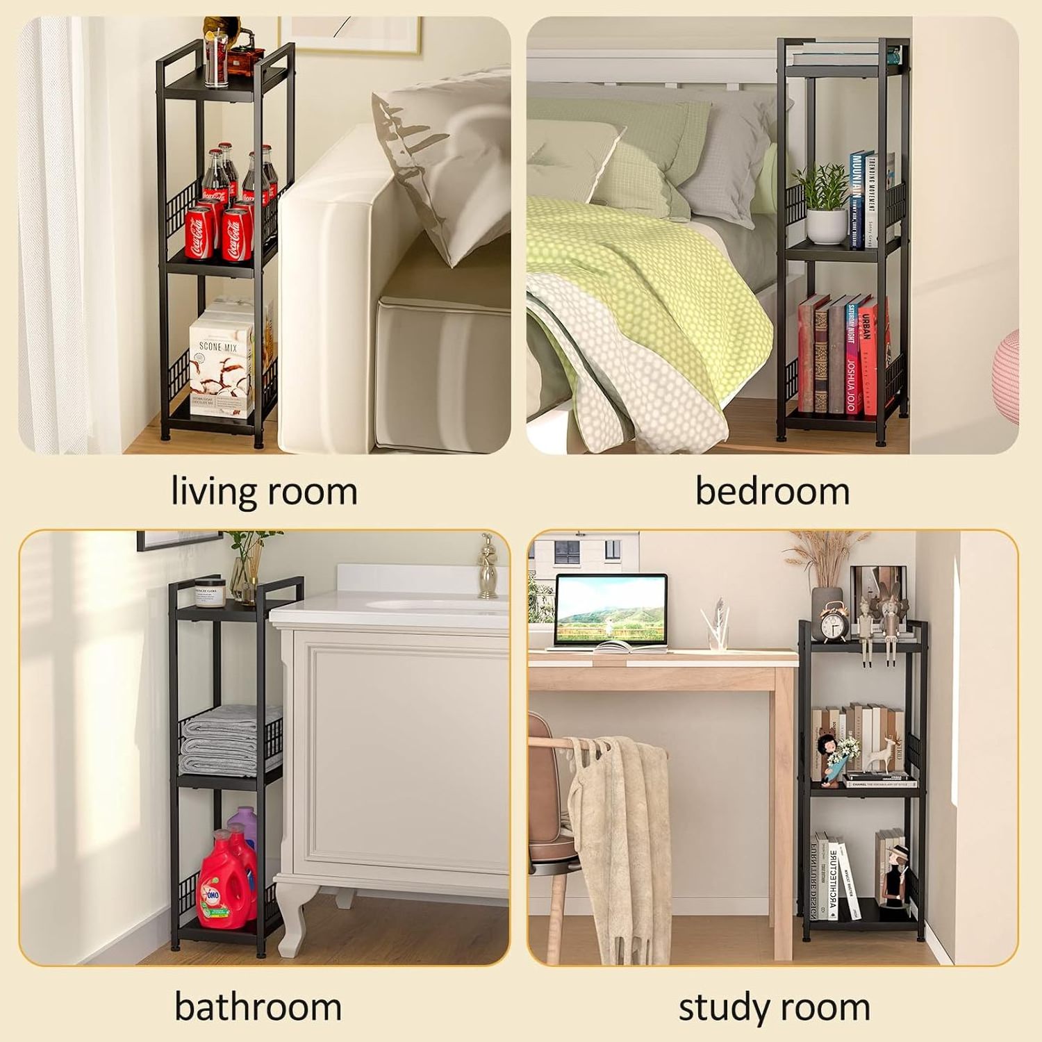 Toilet Paper Holder Bathroom Storage Rack 3-Tier Expandable Narrow Space Storage Metal Bathroom Rack Shelf