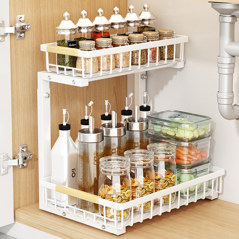 Under Sink Metal Organizer 2 Tier Black Metal Expandable Kitchen Bathroom Cabinet Under The Sink Organizer