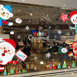 New Year Christmas decorations stickers Christmas trees snowflakes scene decoration shop window stickers glass door stickers