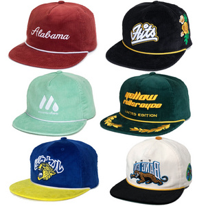 custom mens embroidery unstructured 5 panel snapback vintage corduroy rope cap hat caps hats