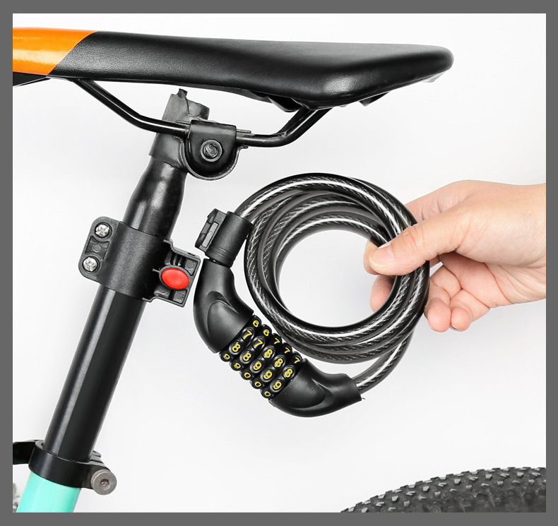 Bicycle Lock Anti-theft Cable Bike 5-Digital Lock for Sale Rain-proof Zinc Alloy  Bike Combination Lock Bike Accessories