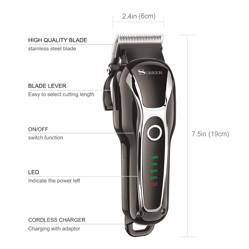 SURKER  High-Power Men's Household Clippers LCD Electric Hair Trimmer