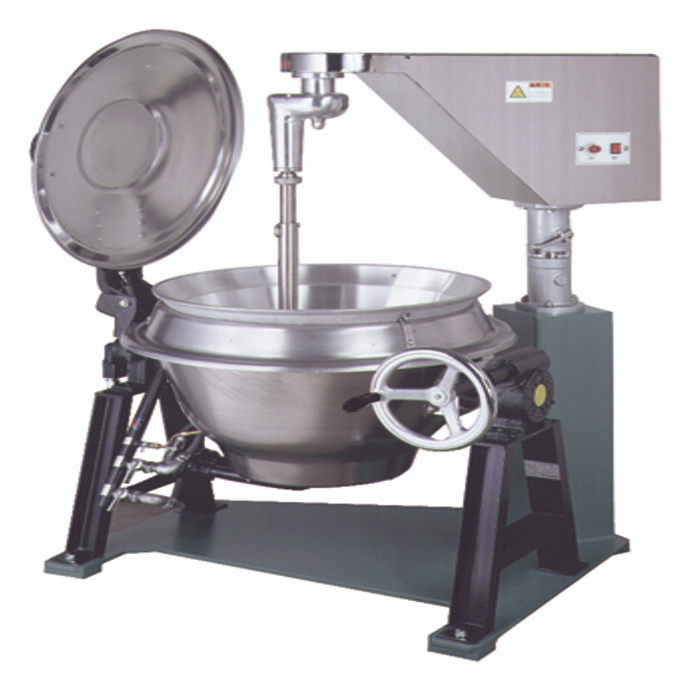 Commercial jacketed cooking kettle for simmering curry sauce or soup