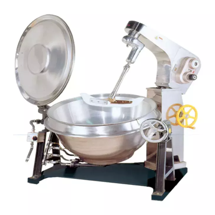 Commercial jacketed cooking kettle for simmering curry sauce or soup