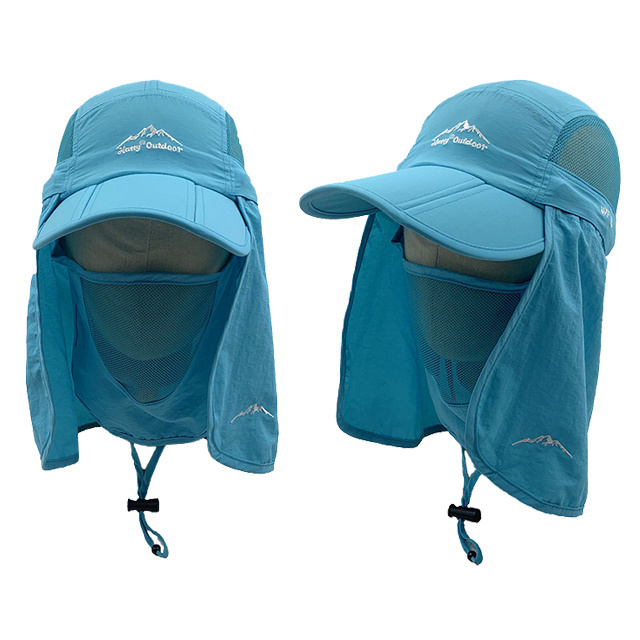 Manufacture custom 100% polyester sun block fishing hat foldable sun visor neck flap baseball cap legionnaire hiking cap