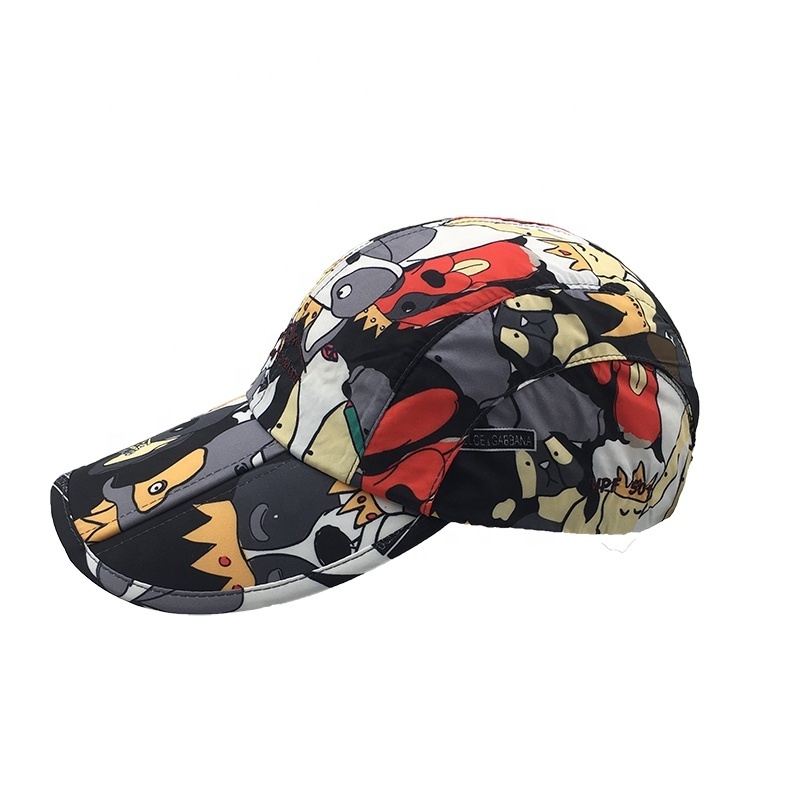 Hot selling custom logo HD digital printing cartoon comic animal adult baseball cap adjustable foldable hats