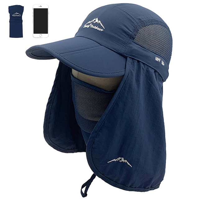 Manufacture custom 100% polyester sun block fishing hat foldable sun visor neck flap baseball cap legionnaire hiking cap