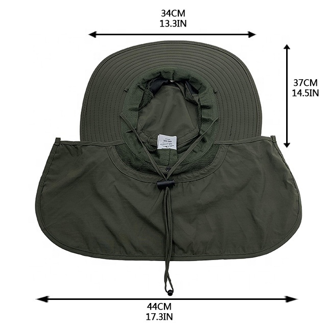 High quality 100%polyester outdoor UV protection fishing sun hat mesh breathable bucket hat with wide brim and neck cover