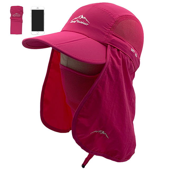 Manufacture custom 100% polyester sun block fishing hat foldable sun visor neck flap baseball cap legionnaire hiking cap