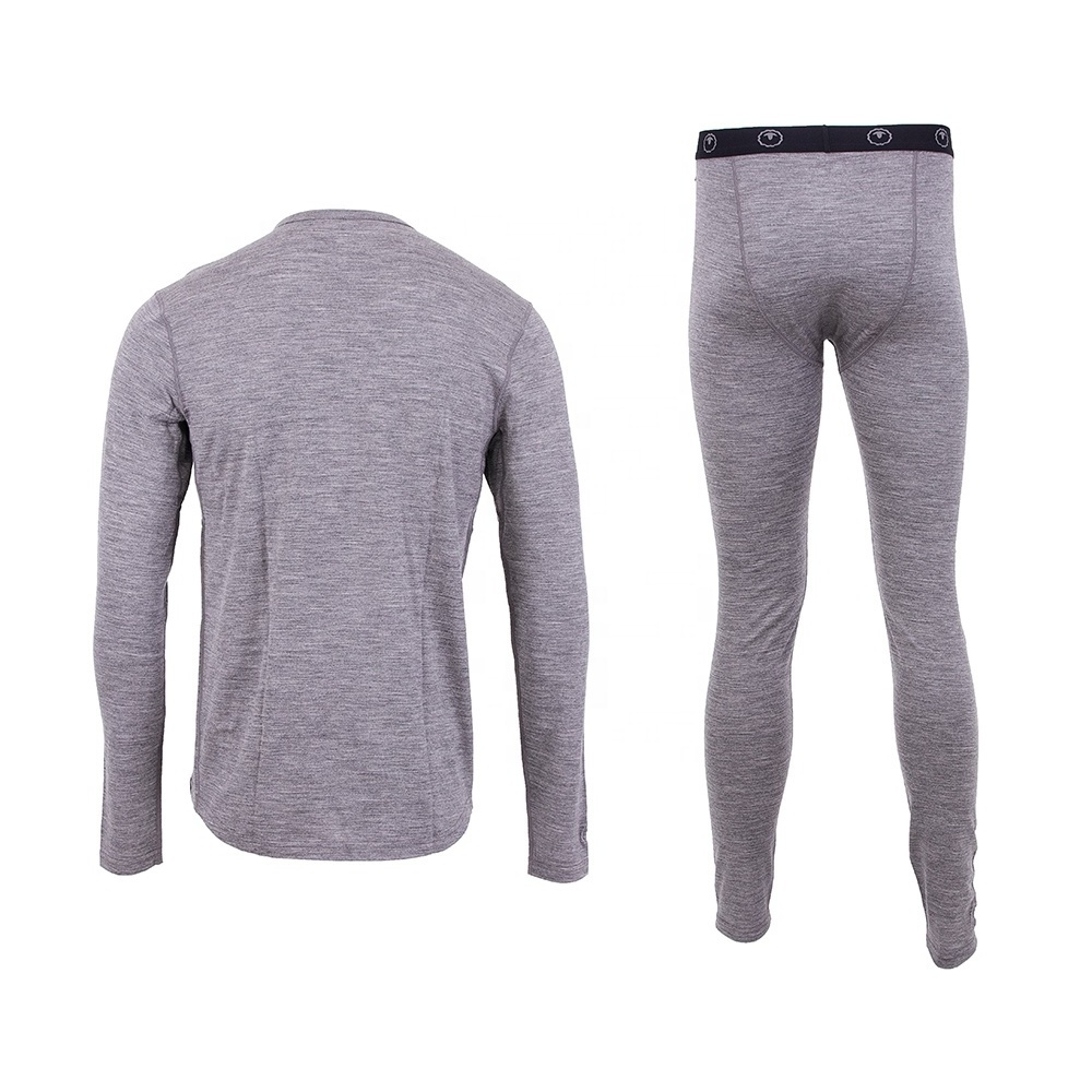 Men Merino Wool Thermal Underwear Long Sleeve And Pants Fleece Long John Suits