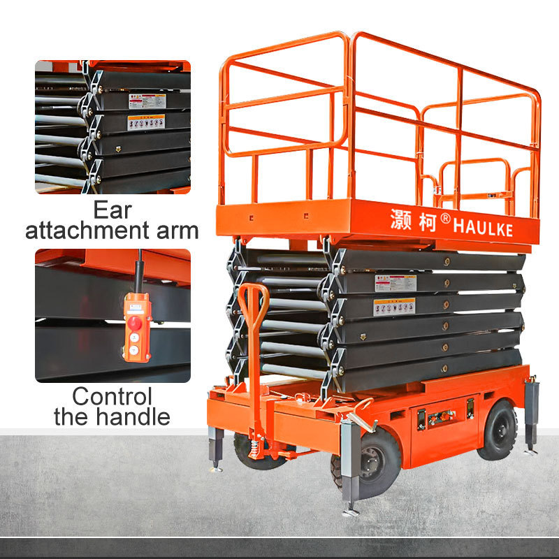 6m 8m 10m 12m 14m 18m 300Kg 1T 2T capacity Electric mobile scissor lift  manlift mobile platform  rough terrain