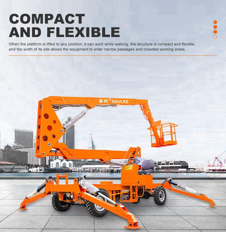 22m Man Lift Hydraulic Arieal Cherry Picker Spider Articulated Towable Boom Lift With Small Platform