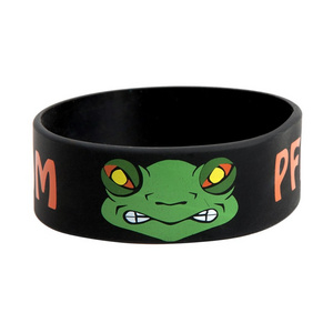 Cheap custom 1 inch funny cartoon anime rubber bracelets ecofriendly recycled printing wide silicone wristband for kids