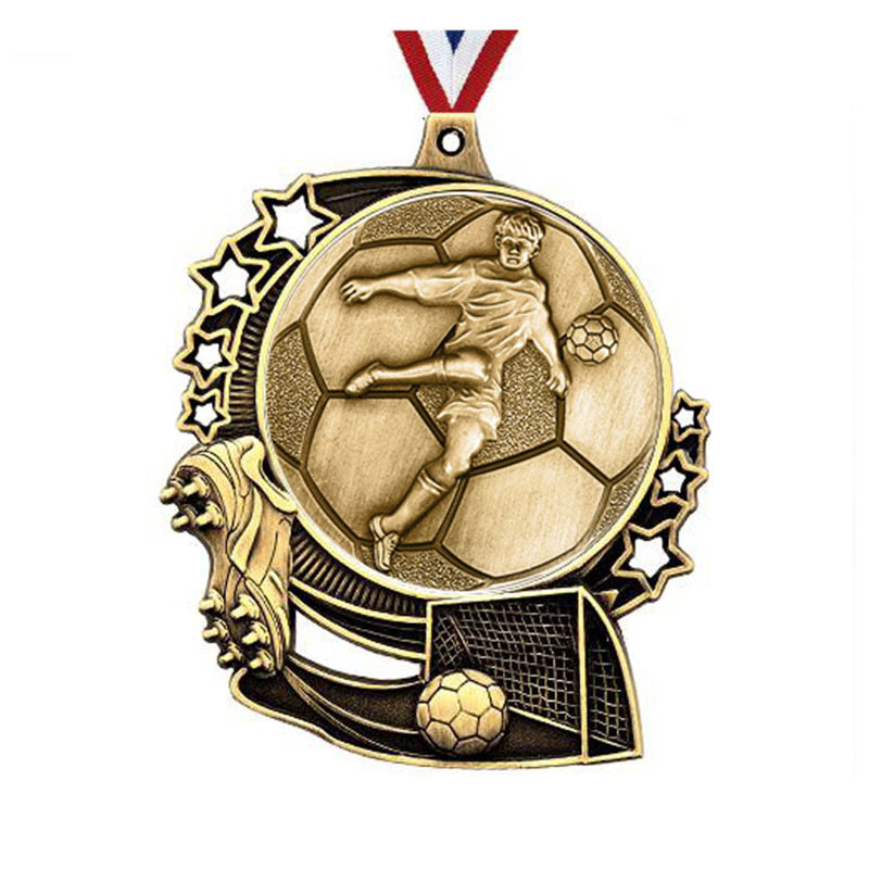 Wholesale Custom Novelty Competition Event Award MEDAL Antique Bronze Plated Sports Football Soccer Match MEDALS with Lanyard