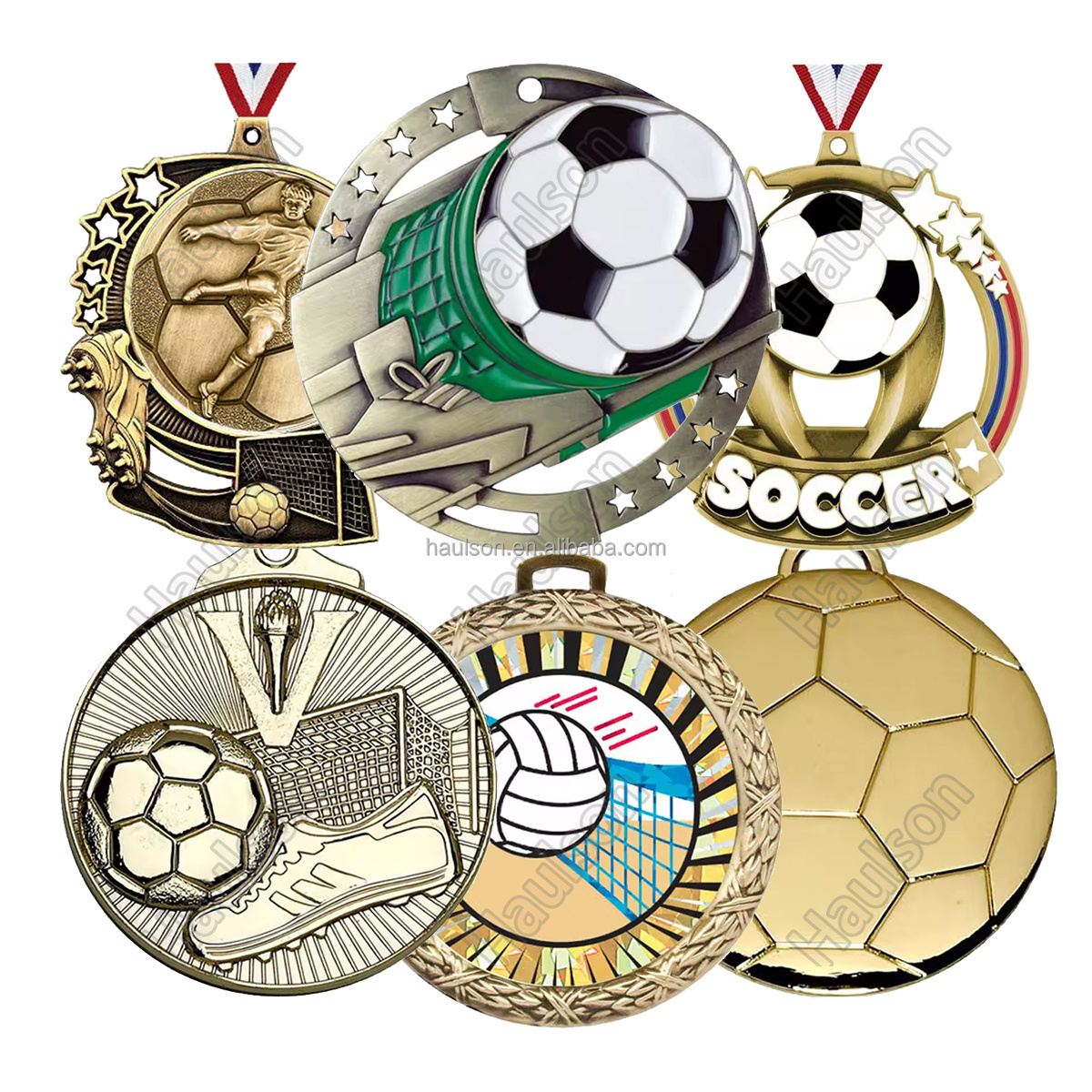 Wholesale Custom Novelty Competition Event Award MEDAL Antique Bronze Plated Sports Football Soccer Match MEDALS with Lanyard