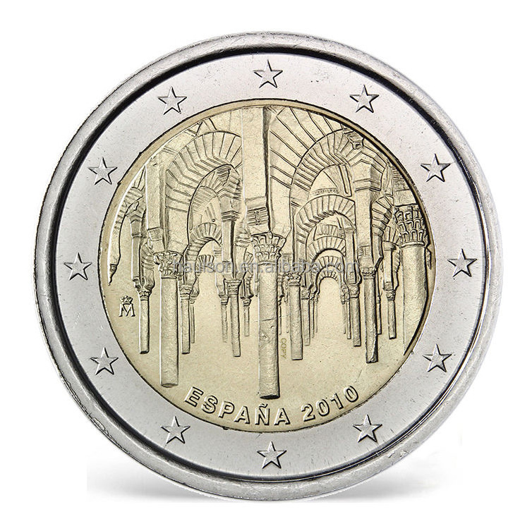 Promotional Custom New Eur-o Metal Coin Souvenir Europe Two Tone Plating Copy 2 Euro Style Commemorative Coins