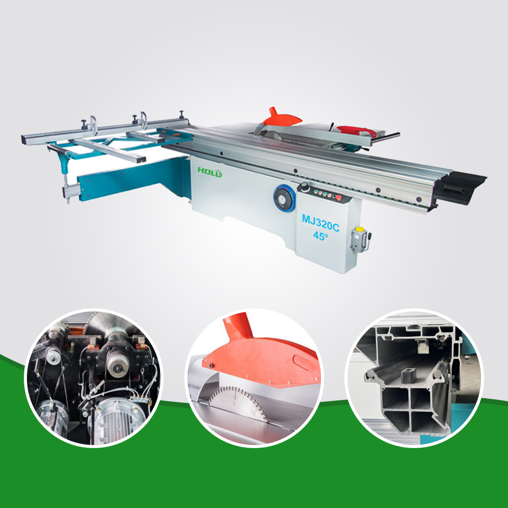 Hold Hot sale Sliding table saw machine 45/90 degree cutting 3200mm double saw panel saw machine for woodworking