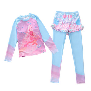 Big Kids Youth Girls 140cm 150cm 160 cm 165cm Long Sleeves Full Cover Rash Guards Long Swim Pants Modets Swimsuits Swimwear