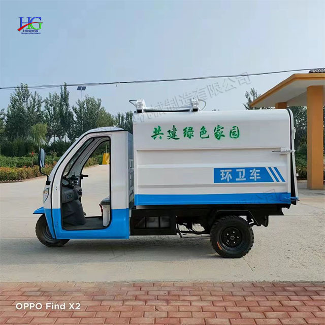 Stainless steel three-wheeled rechargeable garbage bin lift truck  Small sanitation garbage can lift truck