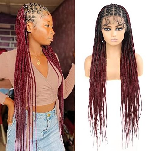 Wholesale Glueless Braid Wig Vendors Full Lace Braided Wigs Synthetic Hair For Women Transparent Cornrow Braided Lace Front Wig